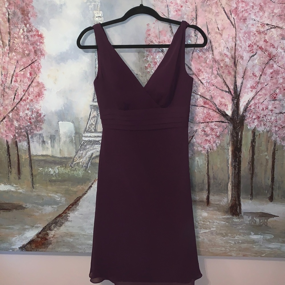 WTOO Watters Miles Wine Burgundy Sleeveless Chiffon Dress sz 0 EUC